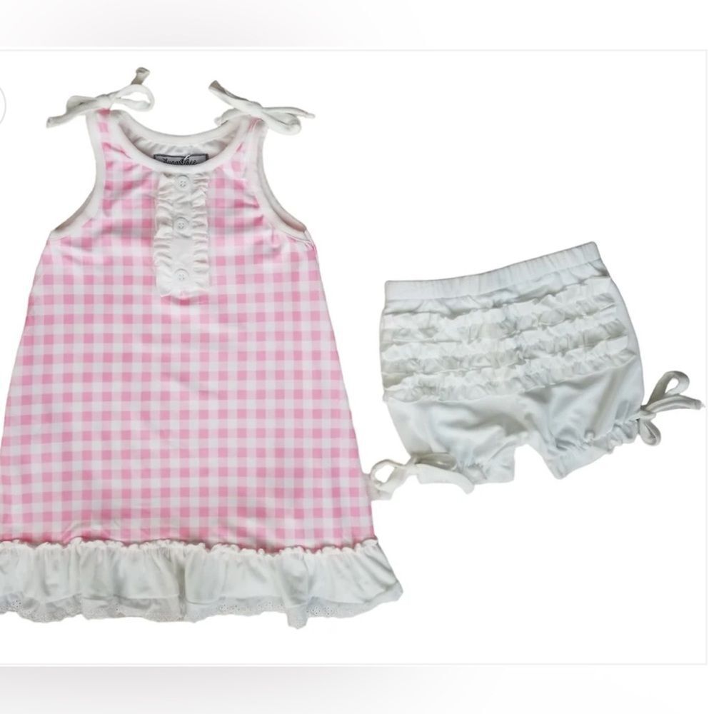 Sugar Bee Gown with Bloomers Peaches Plaid Green 18month NWT IN PACKAGE